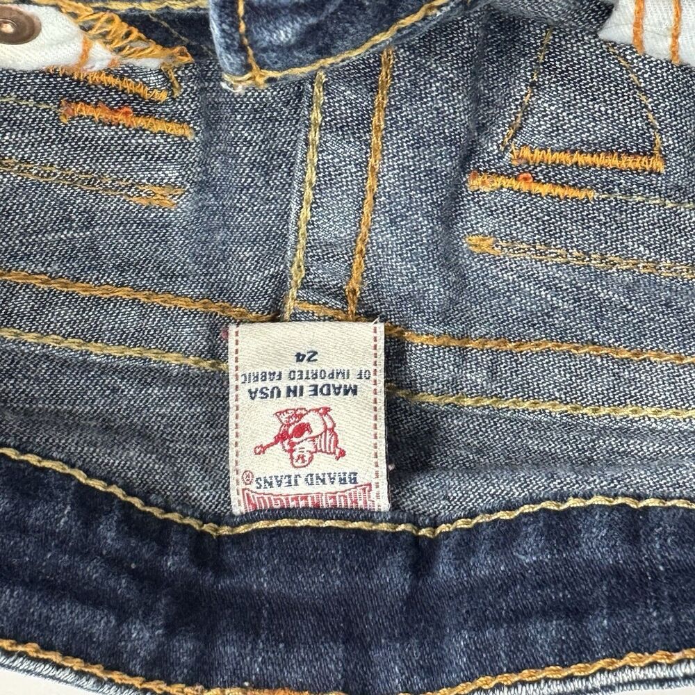 Vtg Y2K True Religion Womens Low Rise Flare Jeans Size 24 Made In USA - Picture 4 of 4